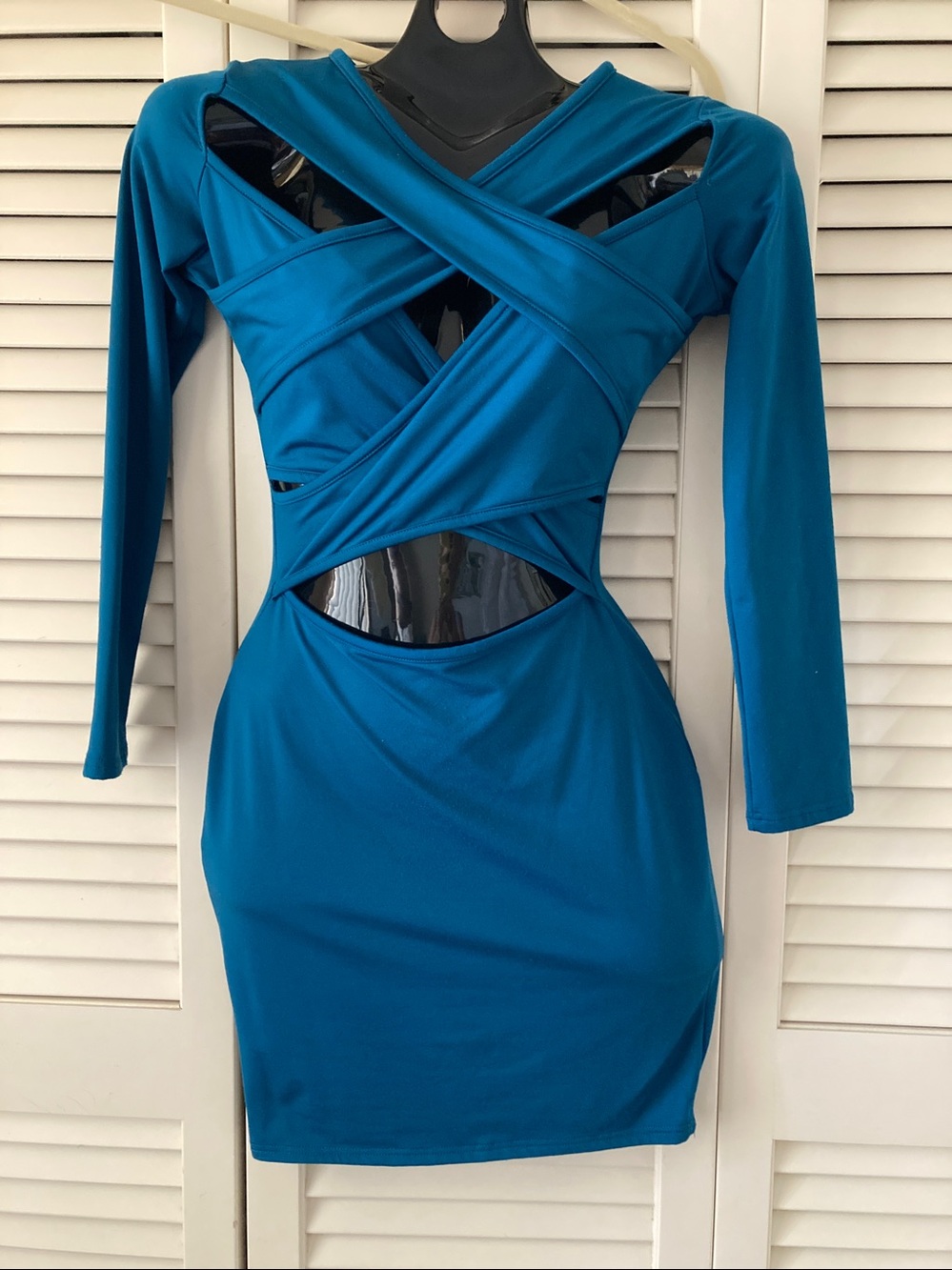 Teal Blue Cutout Bodycon Mini Dress 🔥